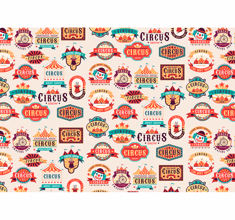 Rolgordijn kinderkamer circus ticket ontwerp - TenStickers
