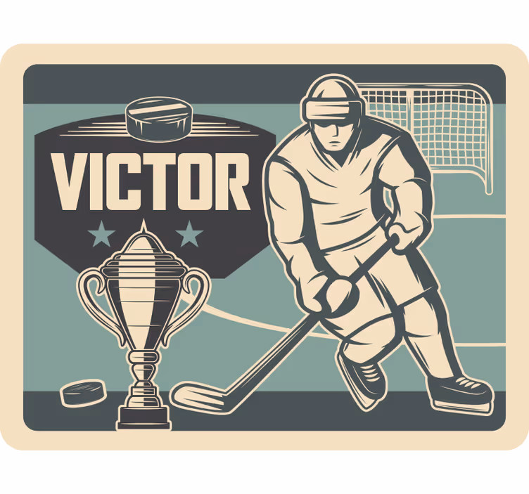 Rolgordijn kinderkamer hockeyspeler met naam - TenStickers