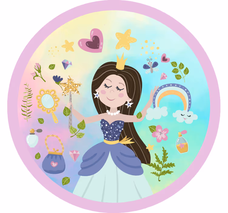 Rolgordijn kinderkamer prinses multicolor achtergrond - TenStickers