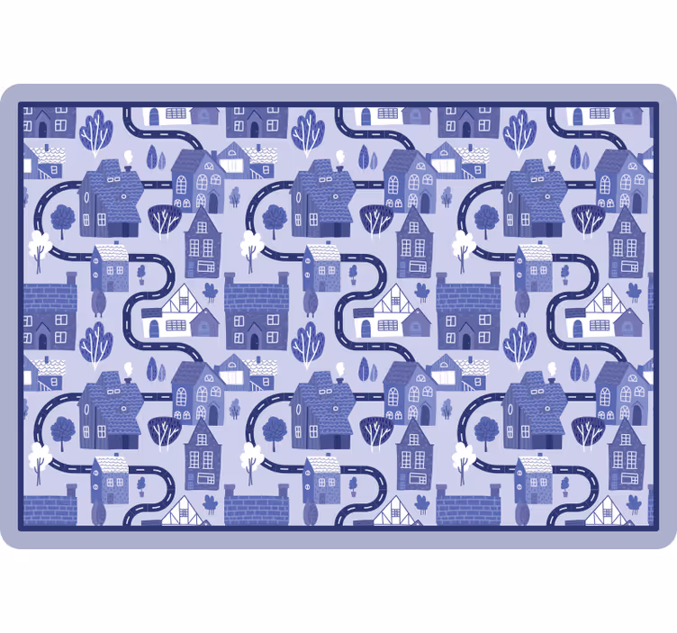 Rolgordijn kinderkamer nordic blauwe dorp - TenStickers