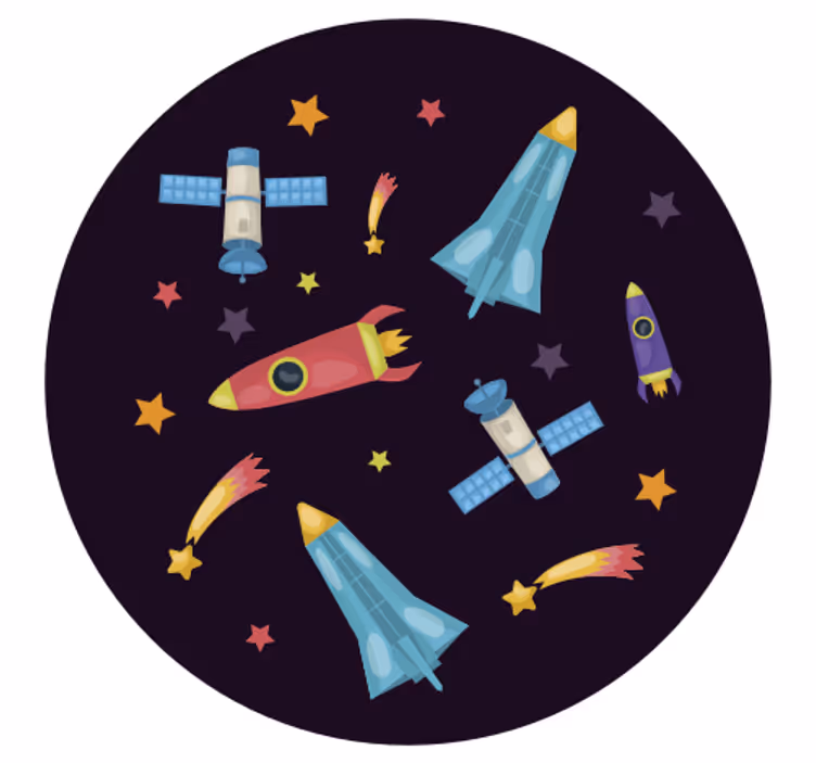 Rolgordijn kinderkamer ruimte raketten planeten - TenStickers