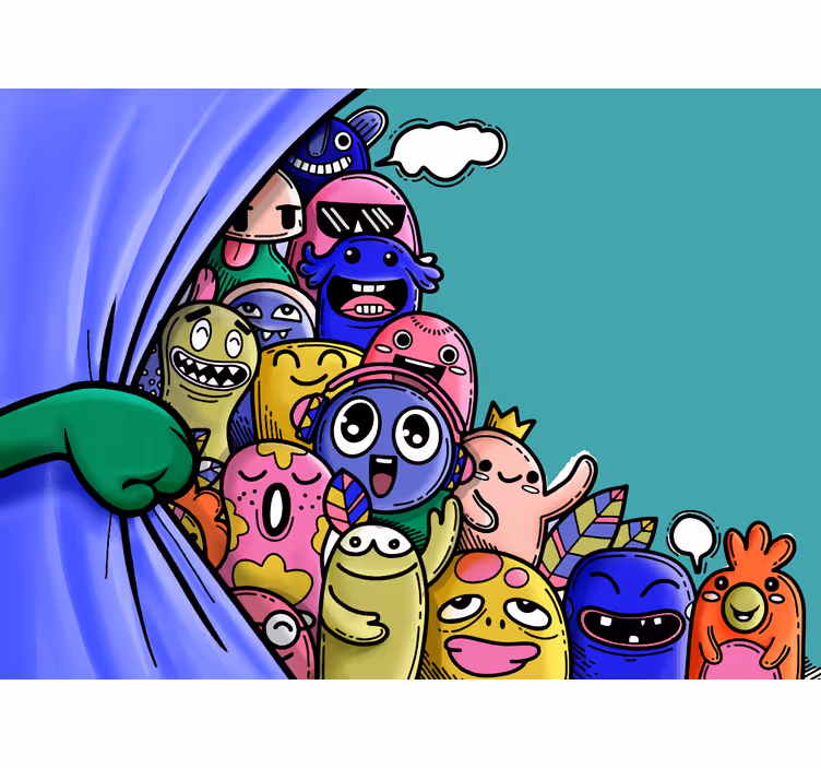 Rolgordijn kinderkamer met grappige monsters - TenStickers