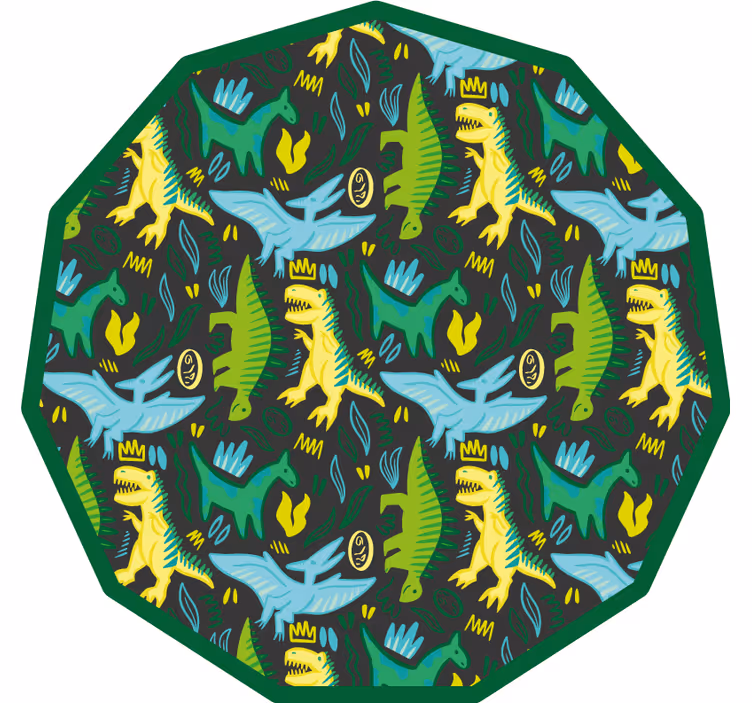 Rolgordijn kinderkamer groen dinosaurussen patroon - TenStickers