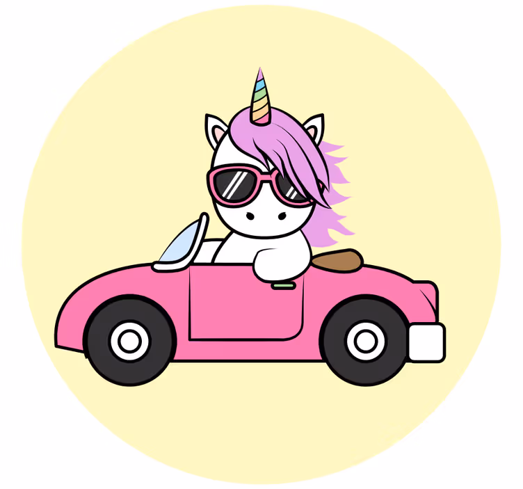Rolgordijn kinderkamer coole eenhoorn rijdt - TenStickers