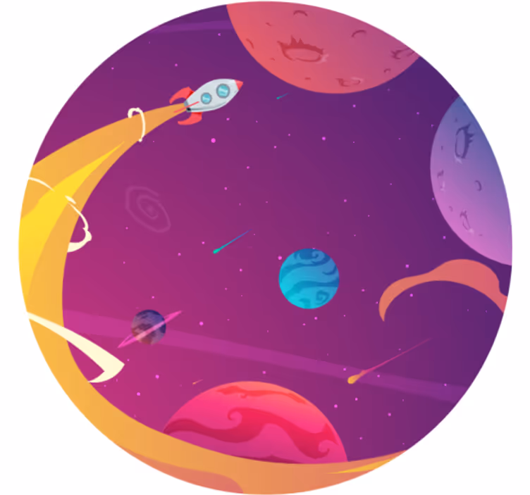 Rolgordijn kinderkamer cartoon raket door de ruimte - TenStickers