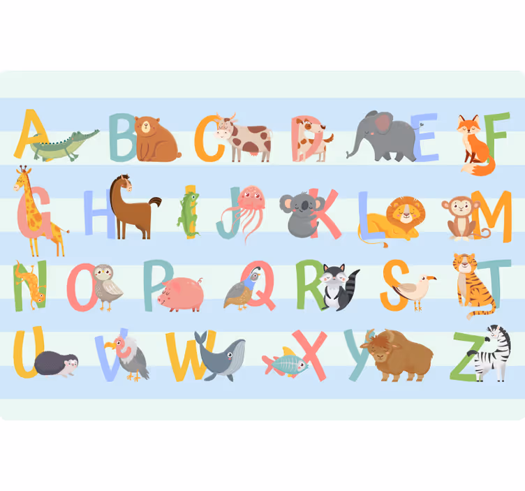 Rolgordijn kinderkamer alfabet met figuren - TenStickers