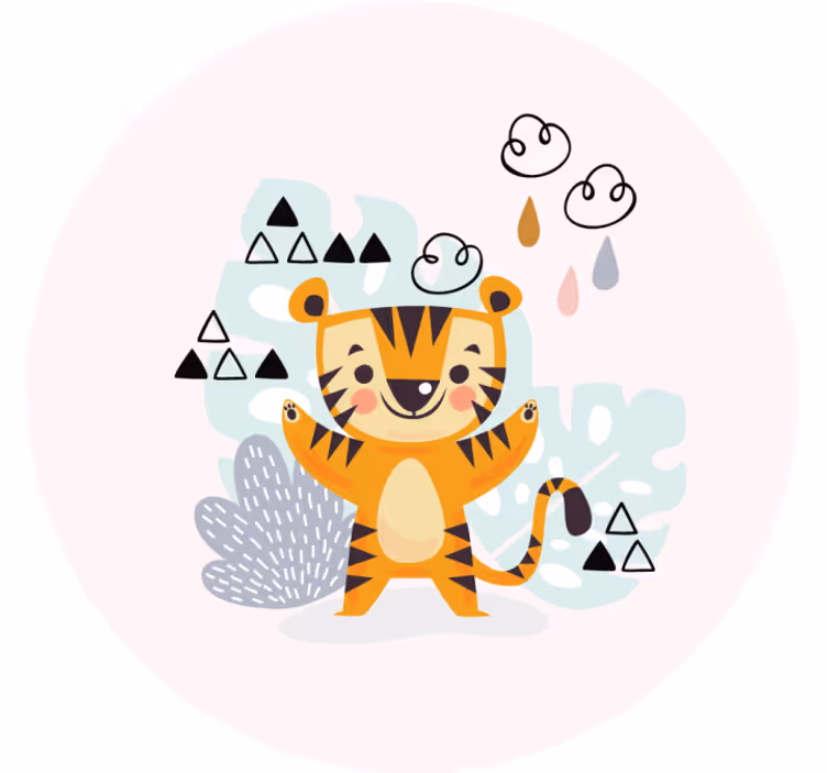 Rolgordijn kinderkamer tekening van een tijger - TenStickers