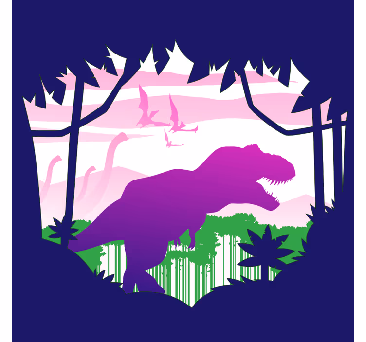 Rolgordijn kinderkamer grote dinosaurus met vogels vinylmat - TenStickers