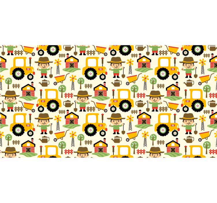 Rolgordijn kinderkamer kleurrijk tractorpatroon - TenStickers