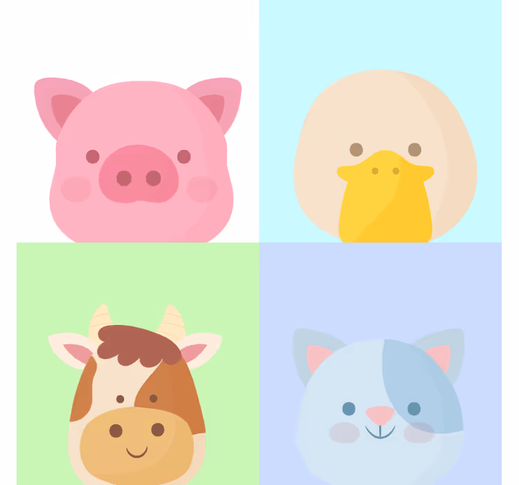 Rolgordijn kinderkamer 4 schattige boerderijdieren - TenStickers