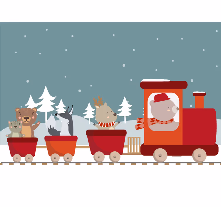 Rolgordijn kinderkamer dieren op trein - TenStickers