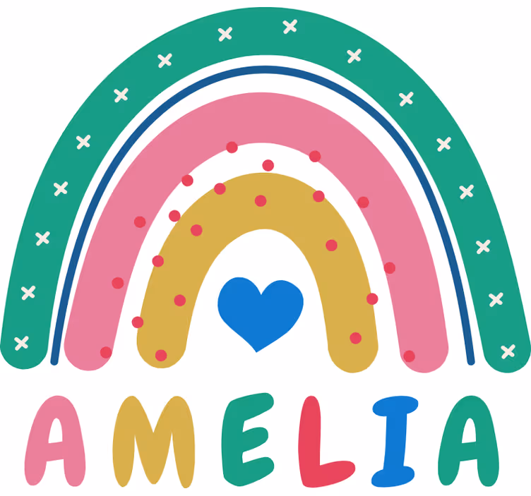 Rolgordijn kinderkamer hart regenboog gepersonaliseerd - TenStickers