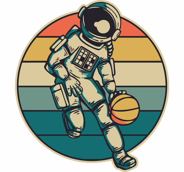 Rolgordijn kinderkamer vintage astronaut basketbal - TenStickers
