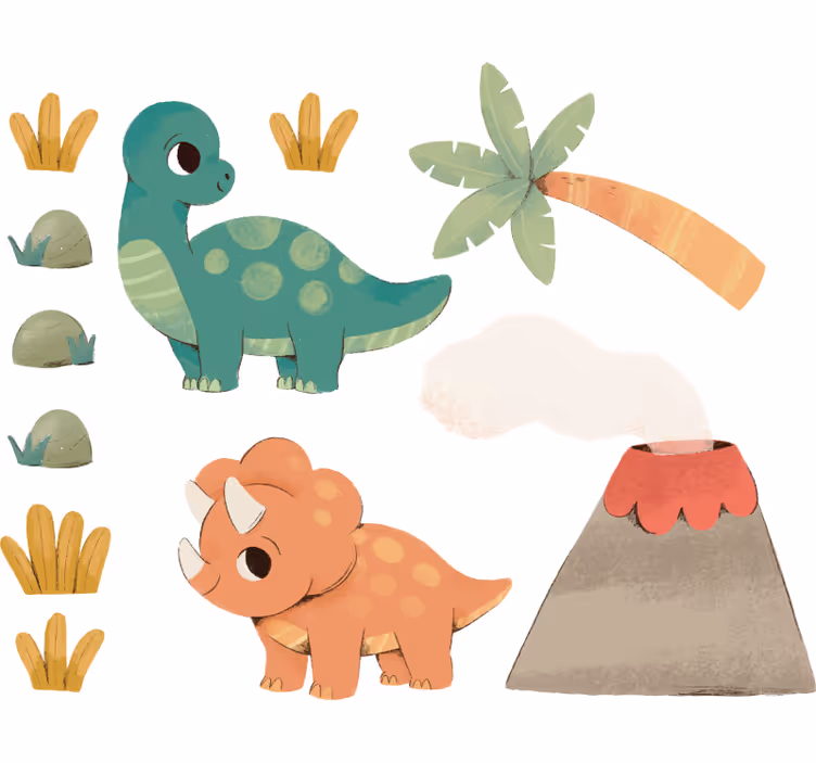 Rolgordijn kinderkamer aquarel dinosaurussen - TenStickers