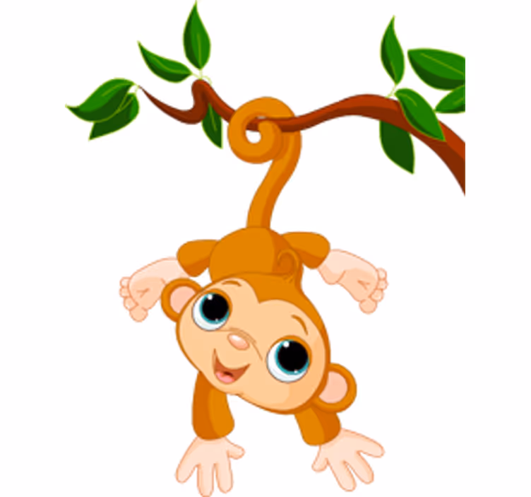 Rolgordijn kinderkamer blije kleine aap - TenStickers