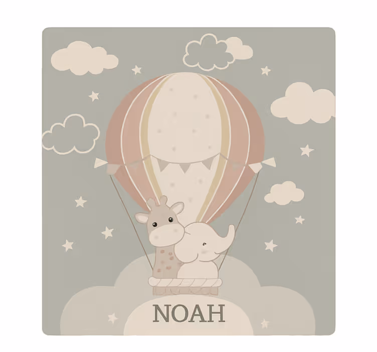 Rolgordijn kinderkamer pastel luchtballon met naam - TenStickers