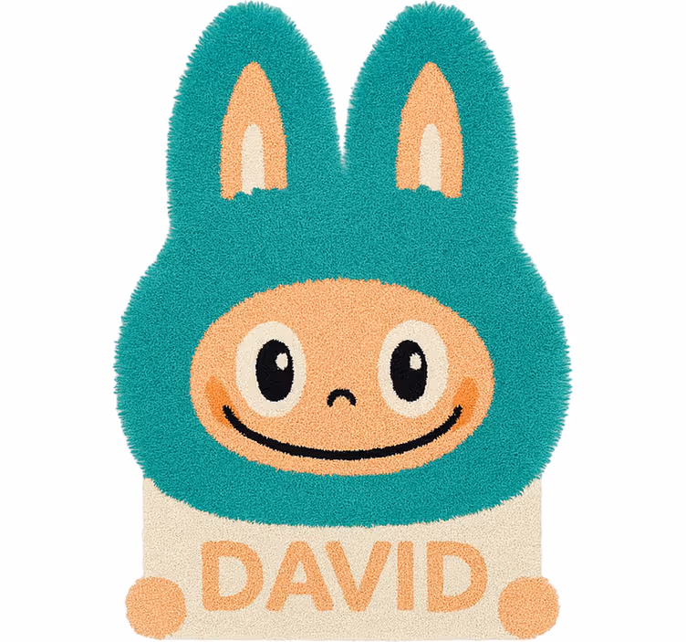 Rolgordijn kinderkamer custom turquoise labubu - TenStickers