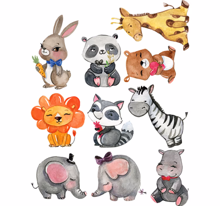Rolgordijn kinderkamer jungle dieren stickers - TenStickers