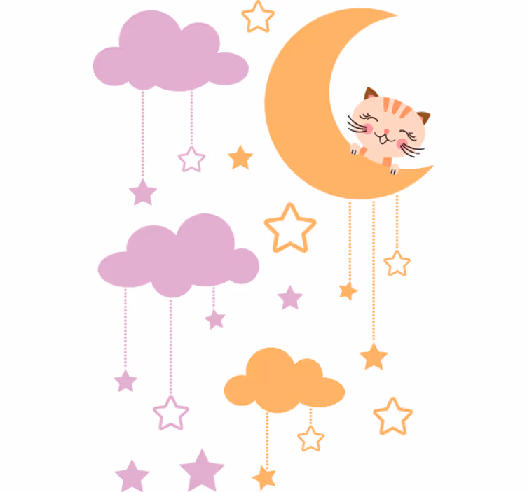 Rolgordijn kinderkamer sticker kinderluna kat - TenStickers