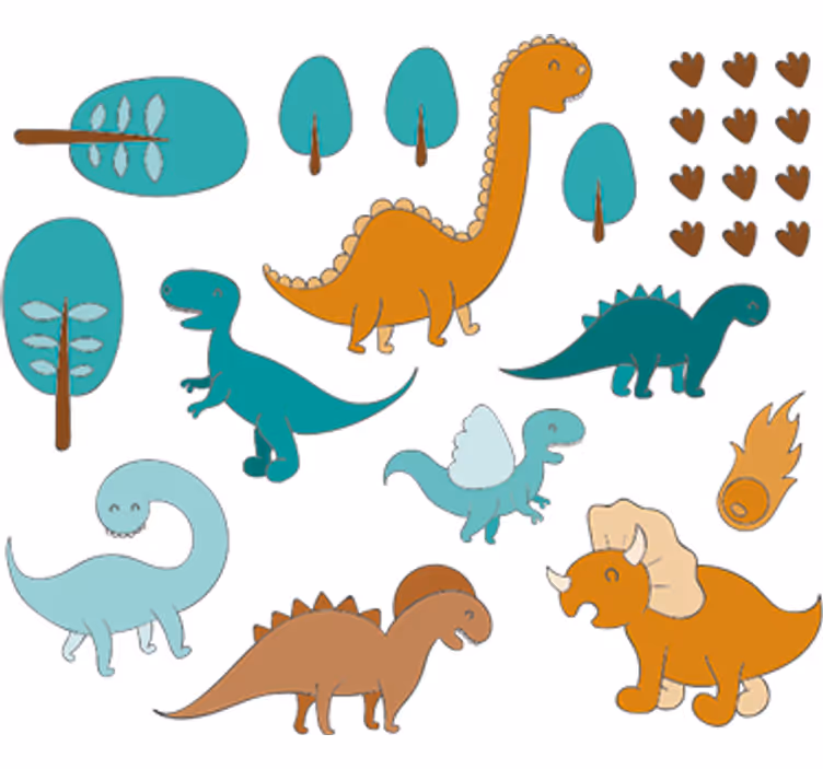 Rolgordijn kinderkamer dinosaurusscene sticker - TenStickers