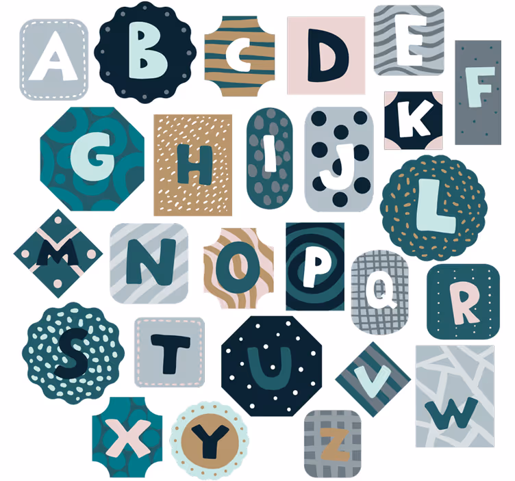 Rolgordijn kinderkamer met alfabet nordic stijl sticker - TenStickers
