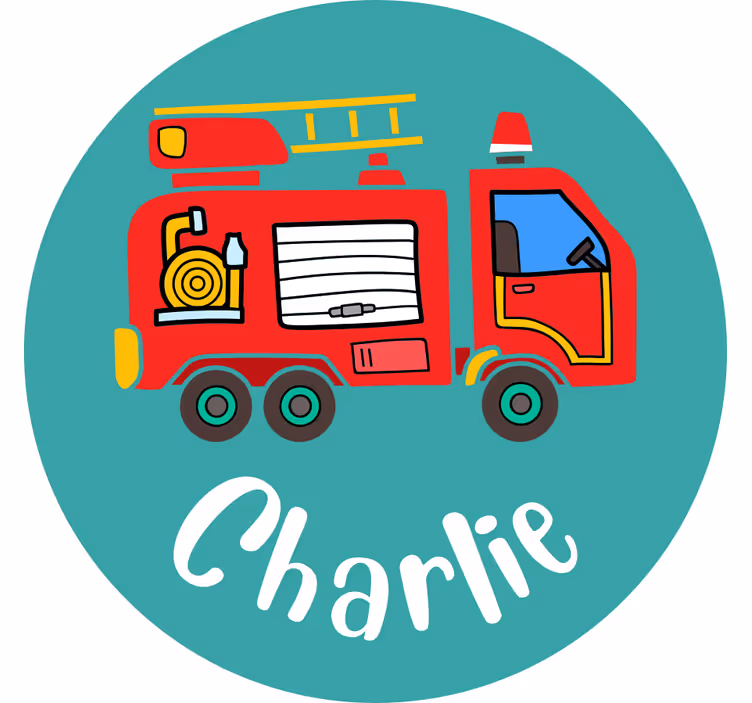 Rolgordijn kinderkamer gepersonaliseerde brandweerwagen - TenStickers