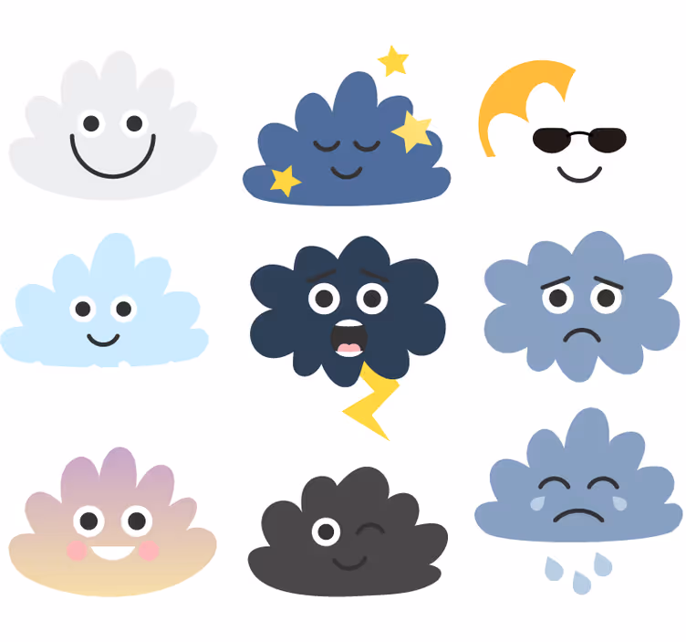 Rolgordijn kinderkamer wolken met gezichten - TenStickers