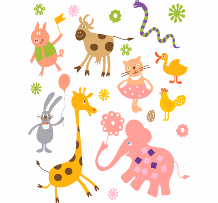 Rolgordijn kinderkamer dierenillustraties - TenStickers