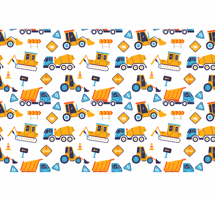 Rolgordijn kinderkamer bouwplaats cartoon - TenStickers