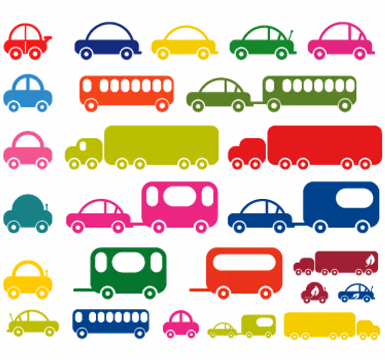 Rolgordijn kinderkamer voertuigen sticker collectie - TenStickers