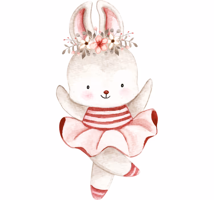 Rolgordijn kinderkamer konijn ballerina in rozen - TenStickers