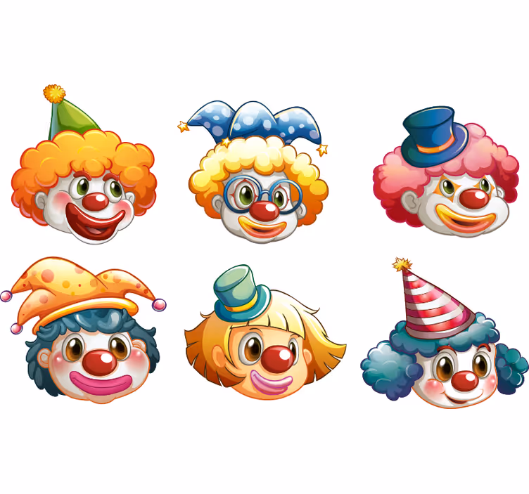 Rolgordijn kinderkamer kleurrijke clowngezichten - TenStickers