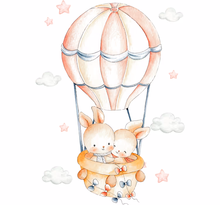 Rolgordijn kinderkamer met konijn luchtballon - TenStickers