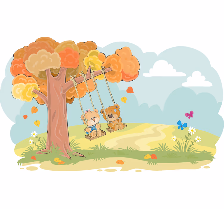 Rolgordijn kinderkamer teddyberen in het bos - TenStickers