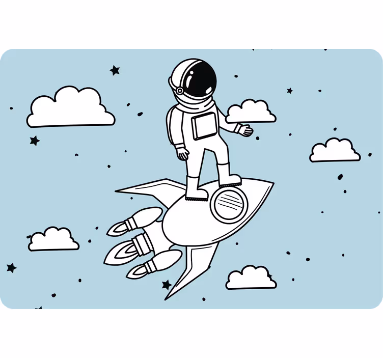 Rolgordijn kinderkamer raket astronaut en sterren - TenStickers
