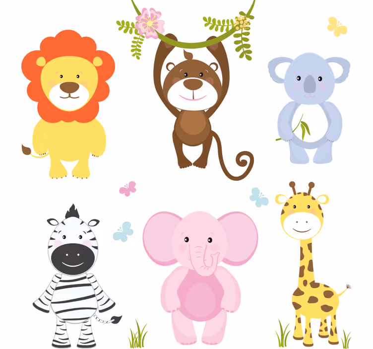 Rolgordijn kinderkamer schattige baby dieren - TenStickers