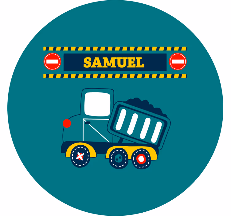 Rolgordijn kinderkamer gepersonaliseerde bouwtruck - TenStickers