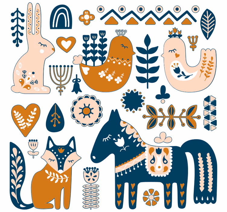 Rolgordijn kinderkamer bosdieren nordic stijl - TenStickers