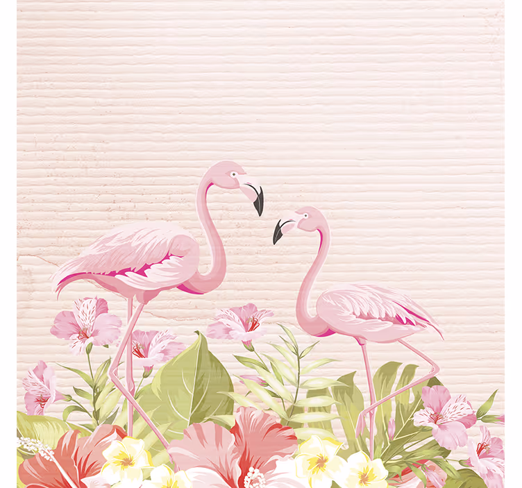 Rolgordijn kinderkamer tropische bloemen en flamingo's - TenStickers