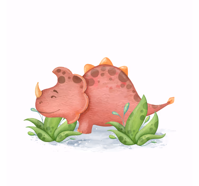 Rolgordijn kinderkamer nordic dinosaurus rode hoorns - TenStickers