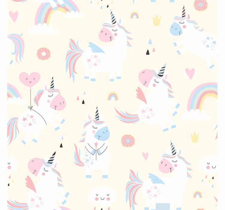 Rolgordijn kinderkamer blije eenhoorns in het wonderland - TenStickers