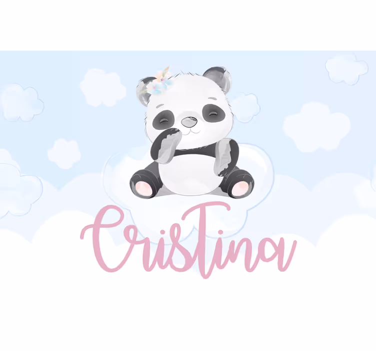 Rolgordijn kinderkamer schattige panda voor meisje met naam - TenStickers
