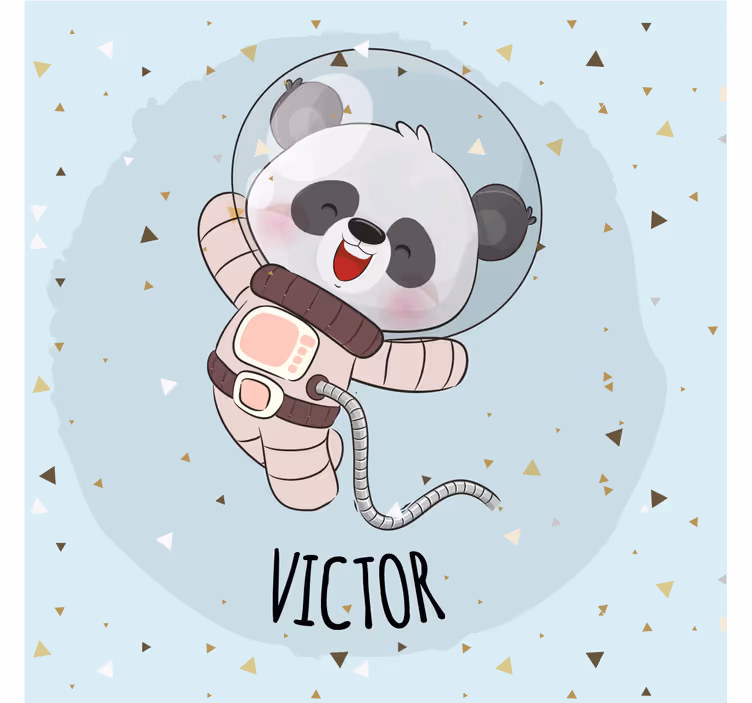 Rolgordijn kinderkamer schattige panda voor jongen met naam - TenStickers
