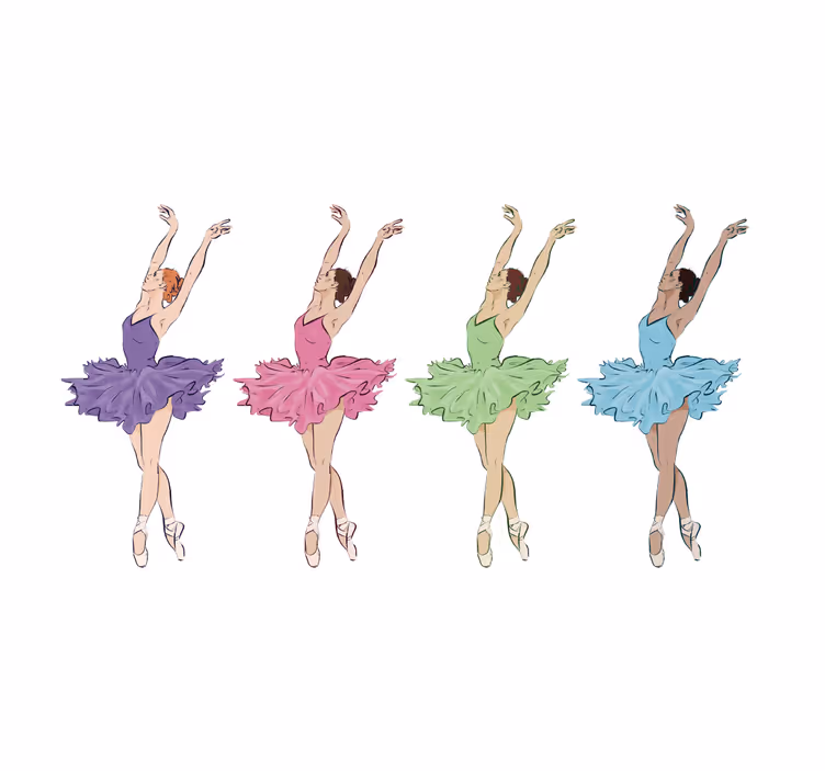Rolgordijn kinderkamer kleurrijke balletdansers - TenStickers