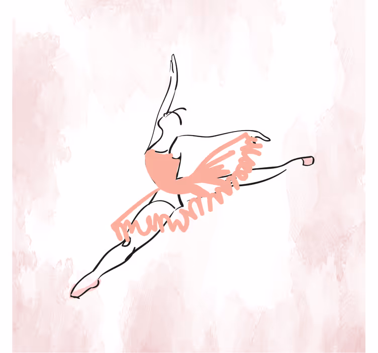 Rolgordijn kinderkamer ballerina danslijnkunst - TenStickers