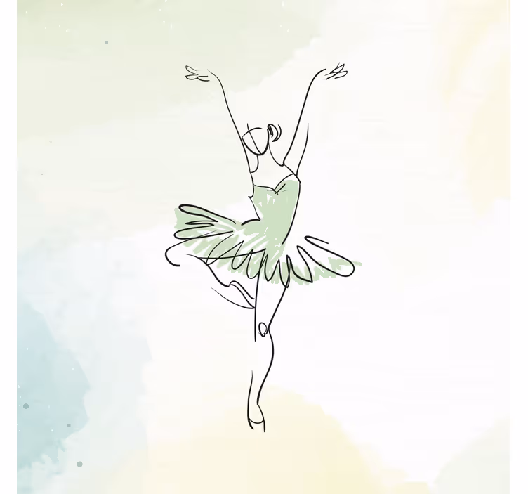 Rolgordijn kinderkamer ballerina in pose lijntekening - TenStickers