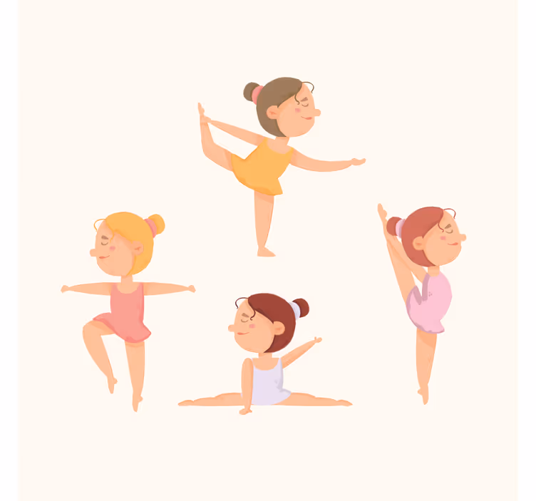 Rolgordijn kinderkamer set van ballerina's stretchen - TenStickers