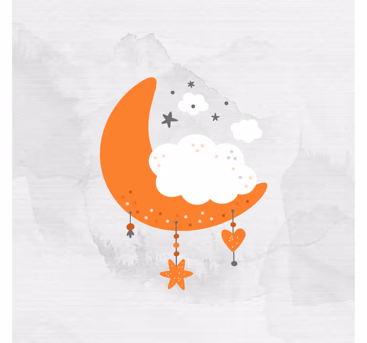 Rolgordijn kinderkamer minimalistische maan en wolken - TenStickers