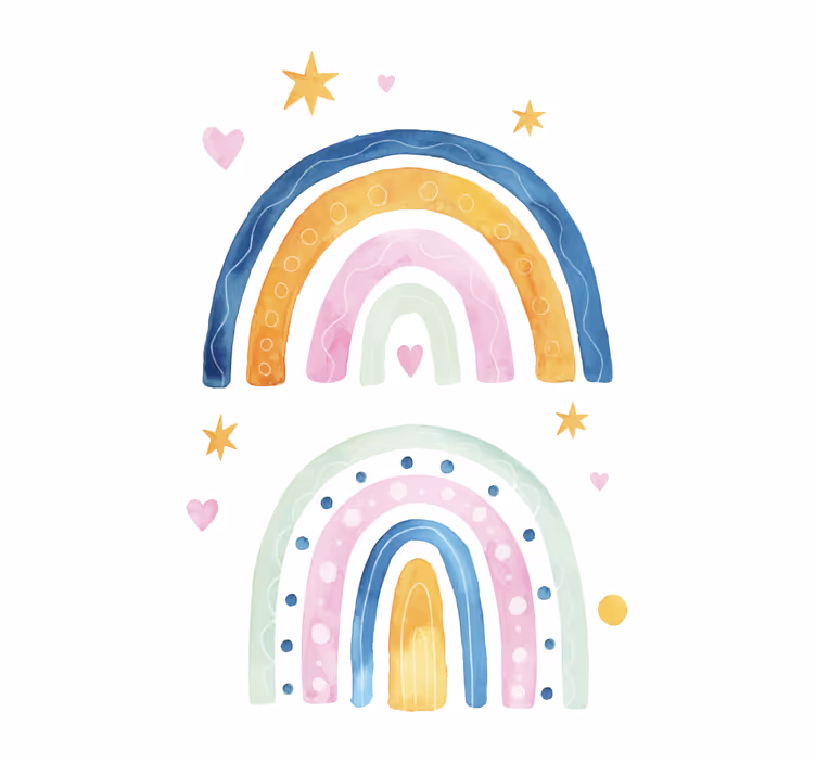 Rolgordijn kinderkamer waterverf regenbogen - TenStickers