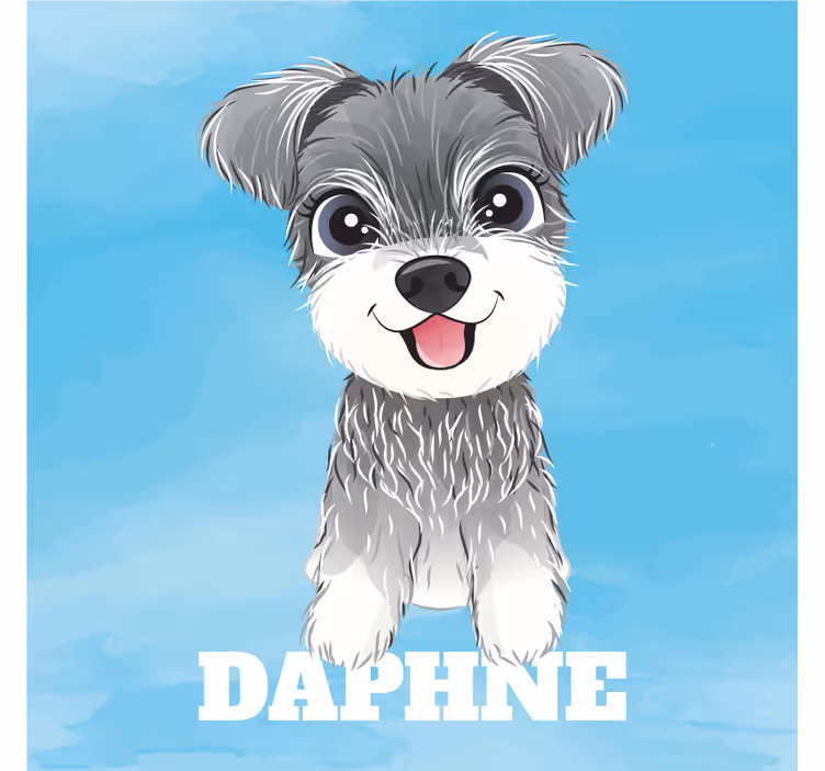 Rolgordijn kinderkamer schnauzer illustratie met naam - TenStickers